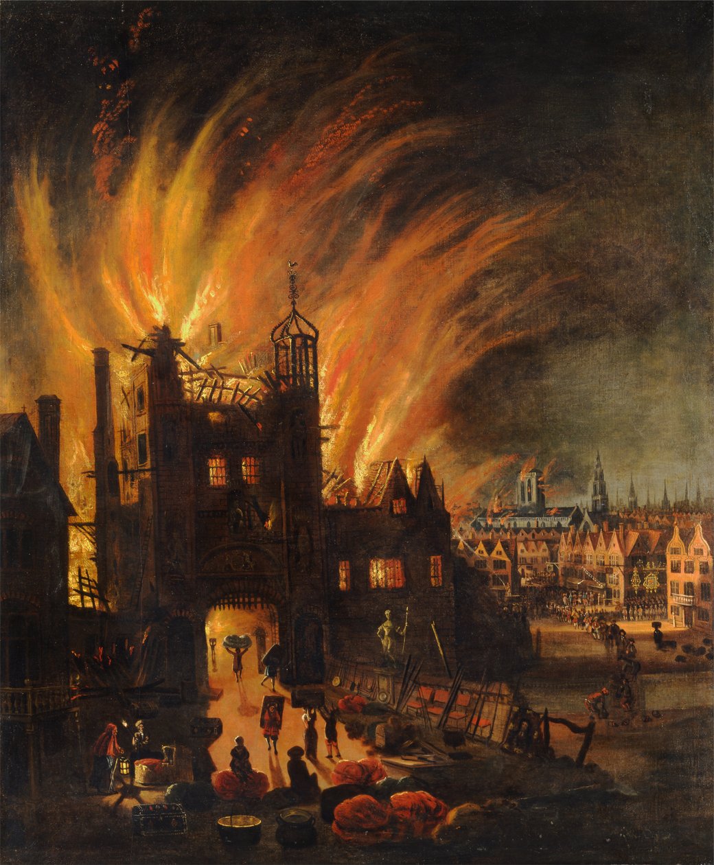 The Great Fire of London, med Ludgate och Old St. Pauls av Unbekannt Unbekannt