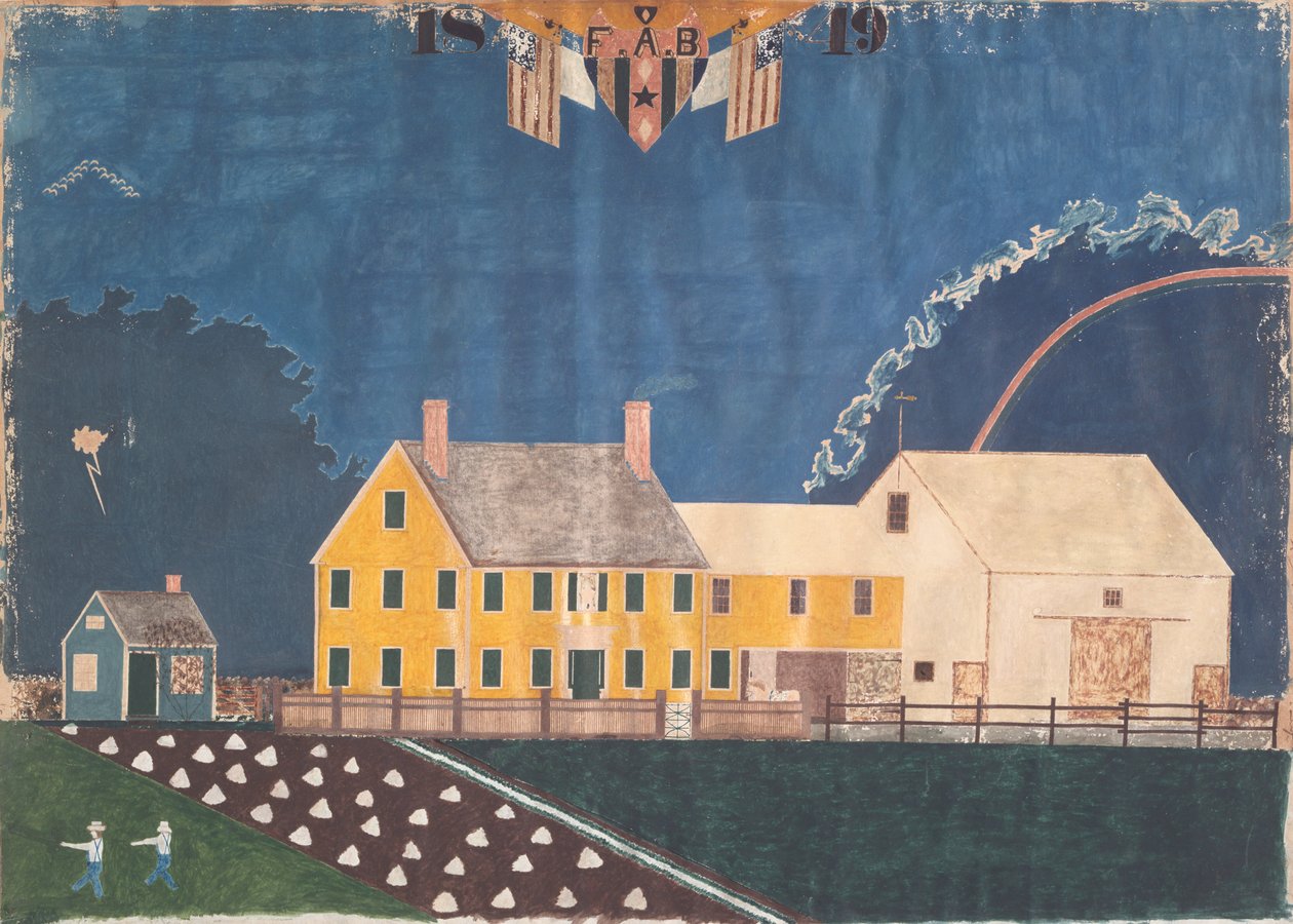 Oidentifierad artist - Farmstead in Passing Storm av Unbekannt Unbekannt