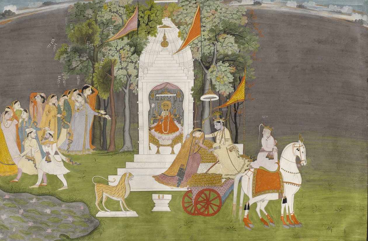 Okänd indian - Krishna bortför Rukmani från templet av Unbekannt Unbekannt
