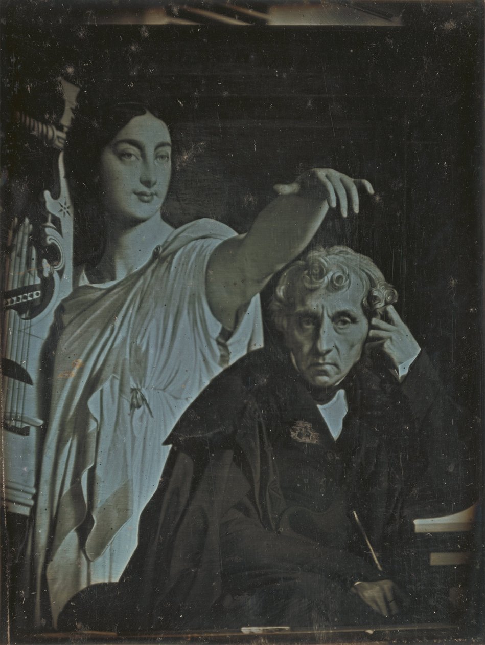 Okänd tillverkare, franska - (Ingres -målning av Maria Luigi Carlo Zenobio Salvatore Cherubini och hans musa) av Unbekannt Unbekannt