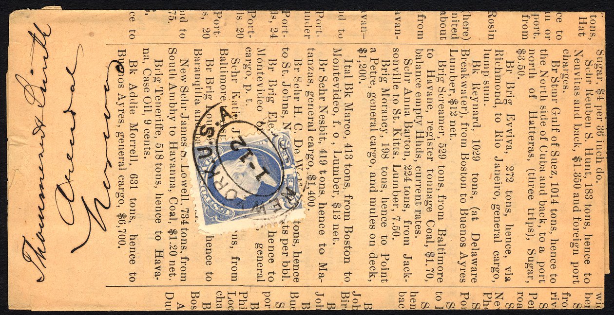 1c Franklin trycksaksprisomslag, 12 januari 1884. av Unbekannt