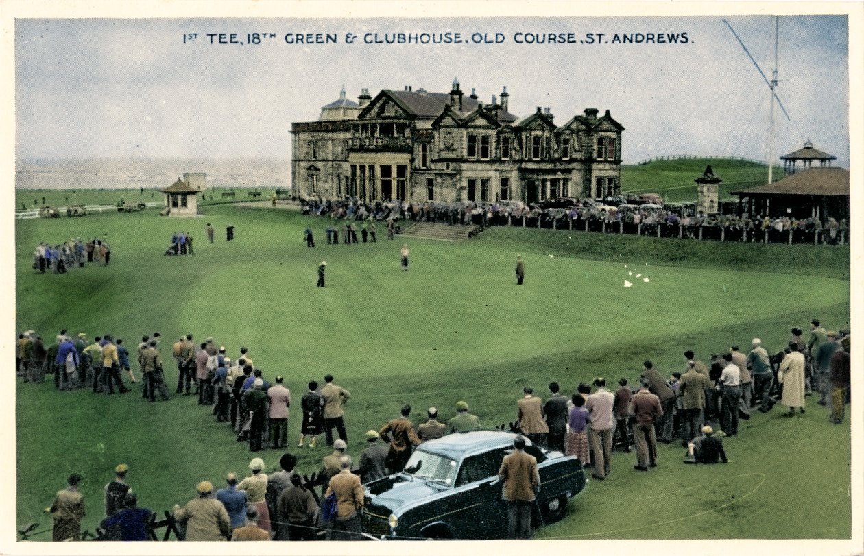 1st Tee, 18th Green & Clubhouse, Old Course, St. Andrews, c1955 av Unbekannt