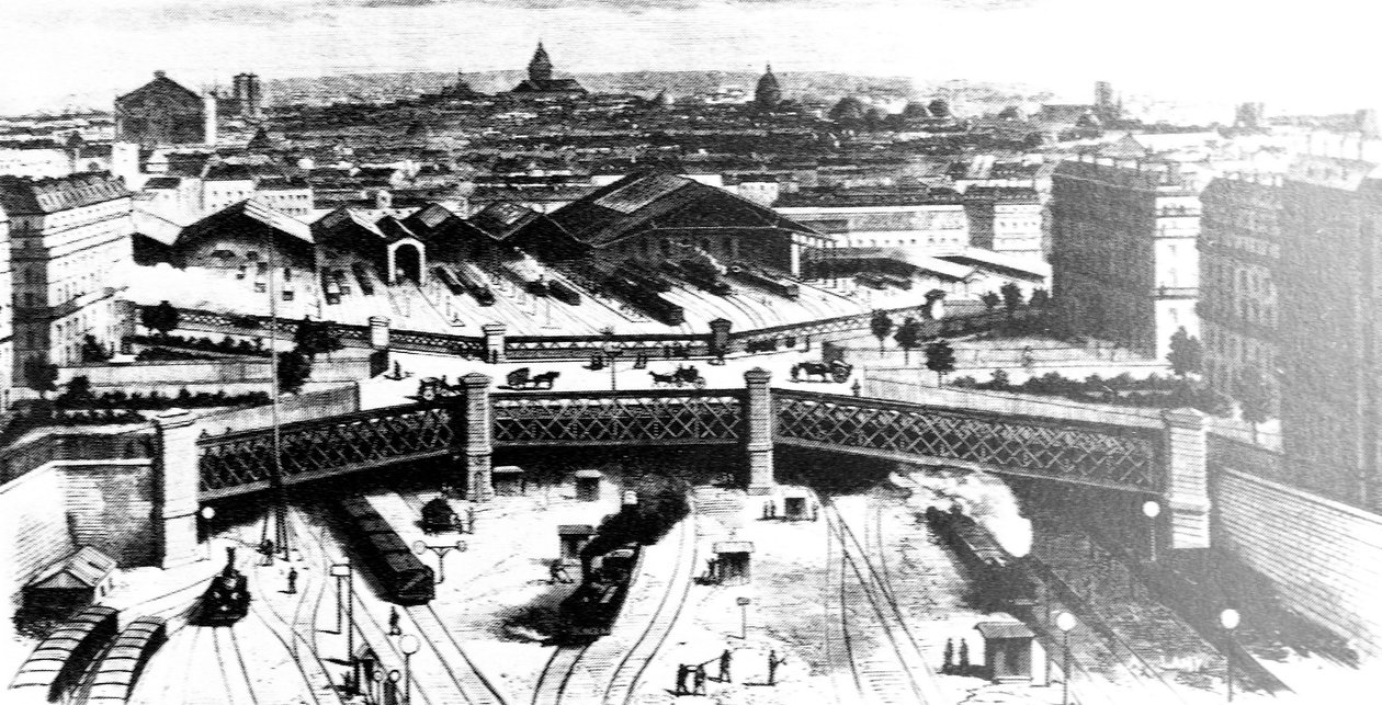 2295 Gare St Lazare i Paris 1900 Arkiv av Unbekannt