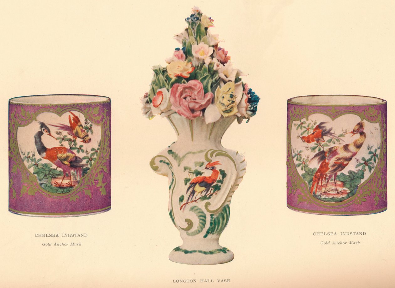 2 Chelsea Inkstands and a Longton Hall Vase, c1755 av Unbekannt