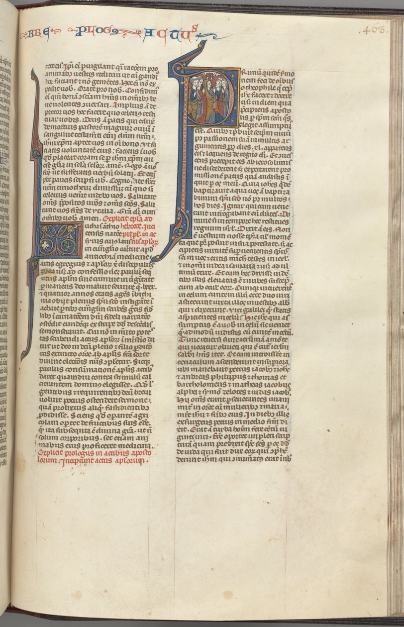 74. Fol. 463r, Apostlagärningarna, historisk initial P, Kristi himmelsfärd, ca. 1275-1300. av Unbekannt