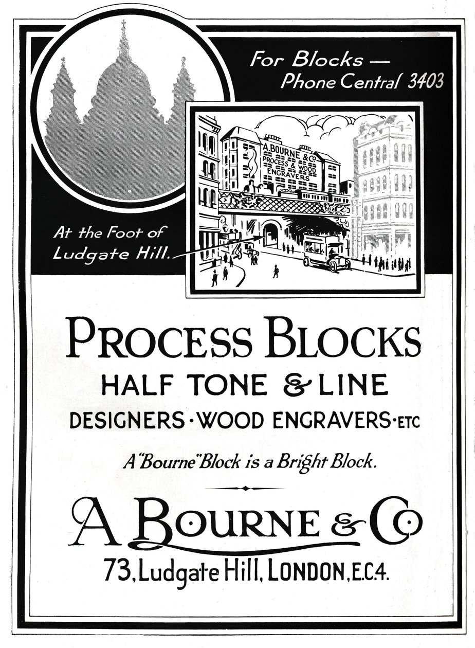 A. Bourne & Co. Annons - Processblock, 1919 av Unbekannt