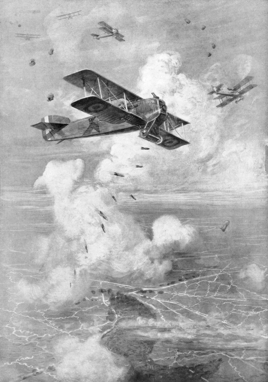 En Breguet fransk tvåplansbombplan i aktion, c1917 1926 av Unbekannt