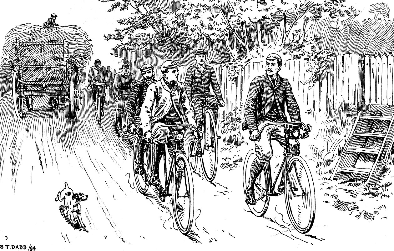 En brittisk cykelklubb ute på landstur, 1895 av Unbekannt