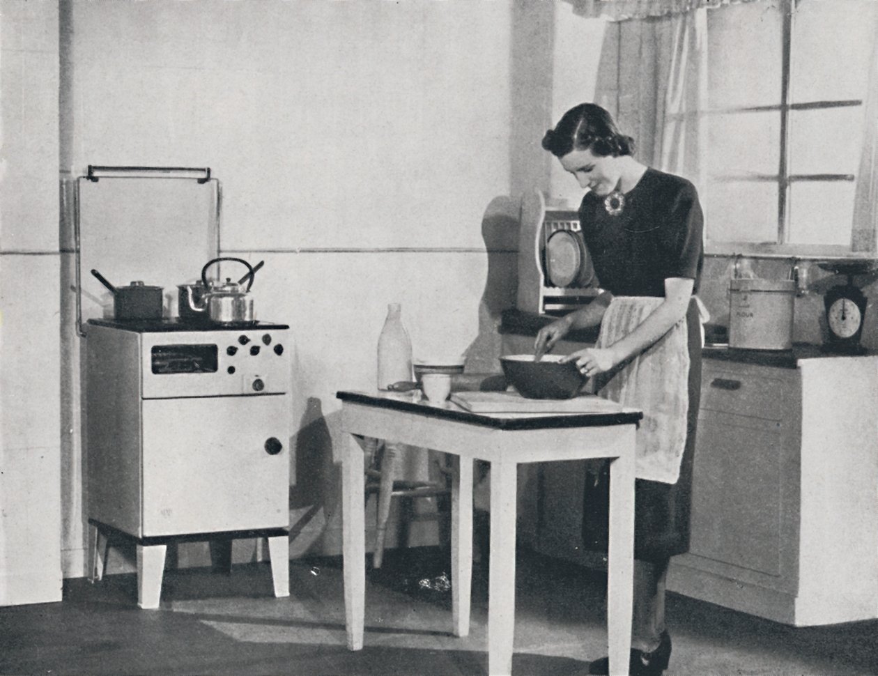 Ett brittiskt kök utrustat med en gasspis, 1942. av Unbekannt
