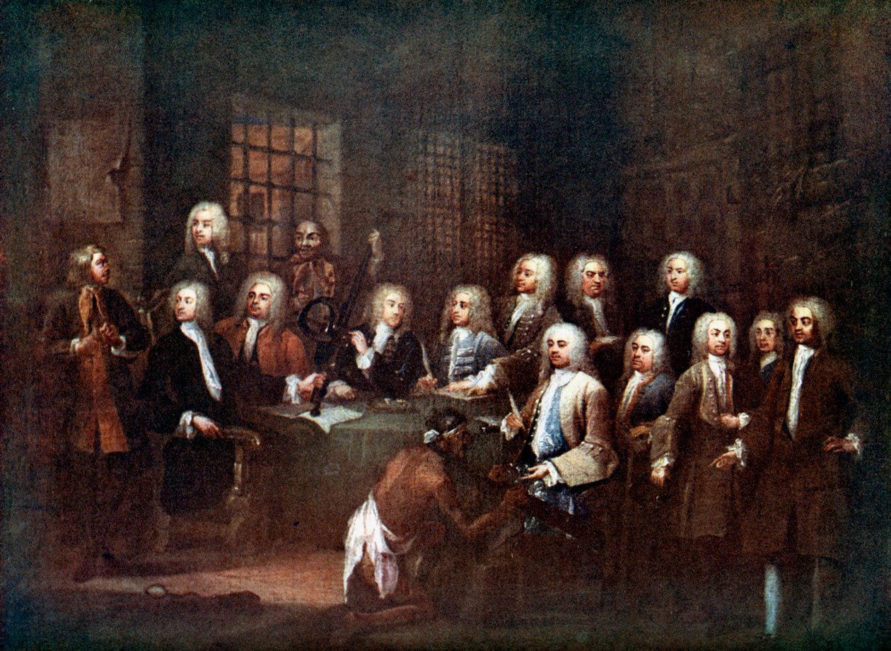 A Committee of the House of Commons vid Fleet Street Prison, London, 1729 c1905 av Unbekannt