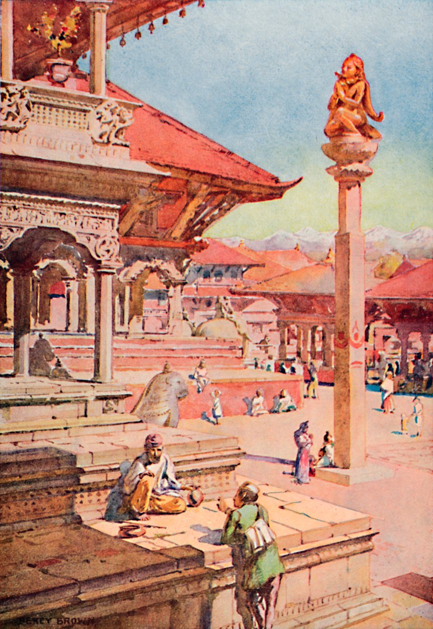 Ett hörn av Durbar Square, Patan, Nepal, 1913 av Unbekannt