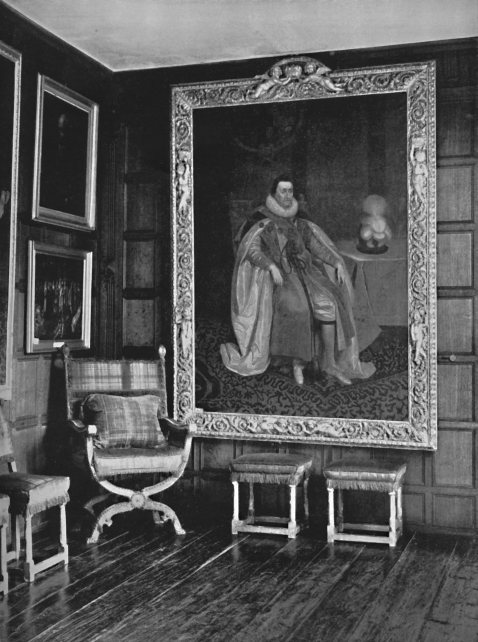 Ett hörn av Leicester Gallery, Knole. Med porträtt av James I, 1928 av Unbekannt