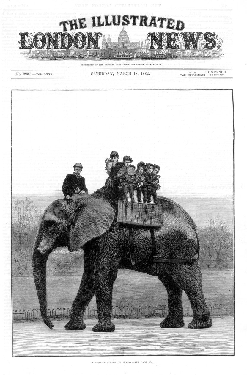 En farvältur på Jumbo, London Zoo, 1882 av Unbekannt