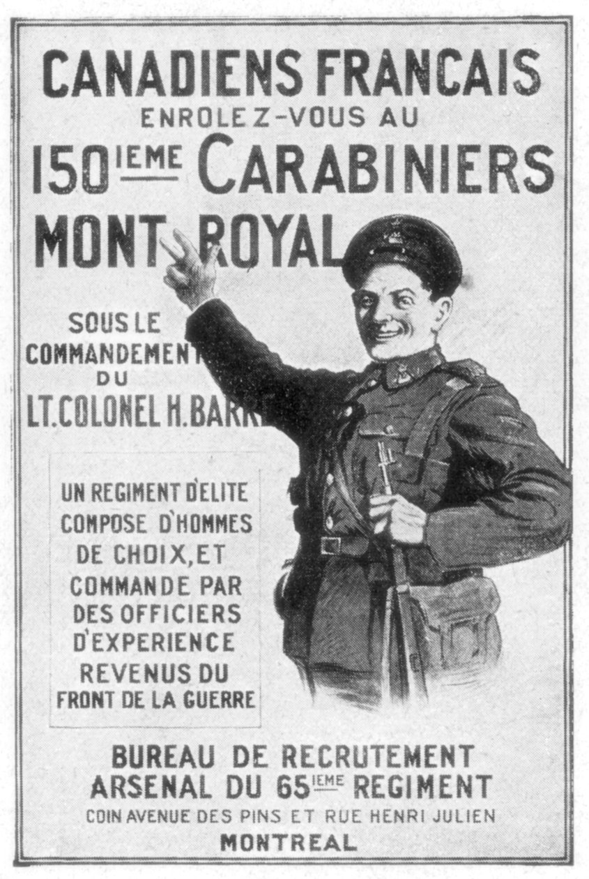 En fransk kanadensisk armérekryteringsaffisch, 1914 av Unbekannt