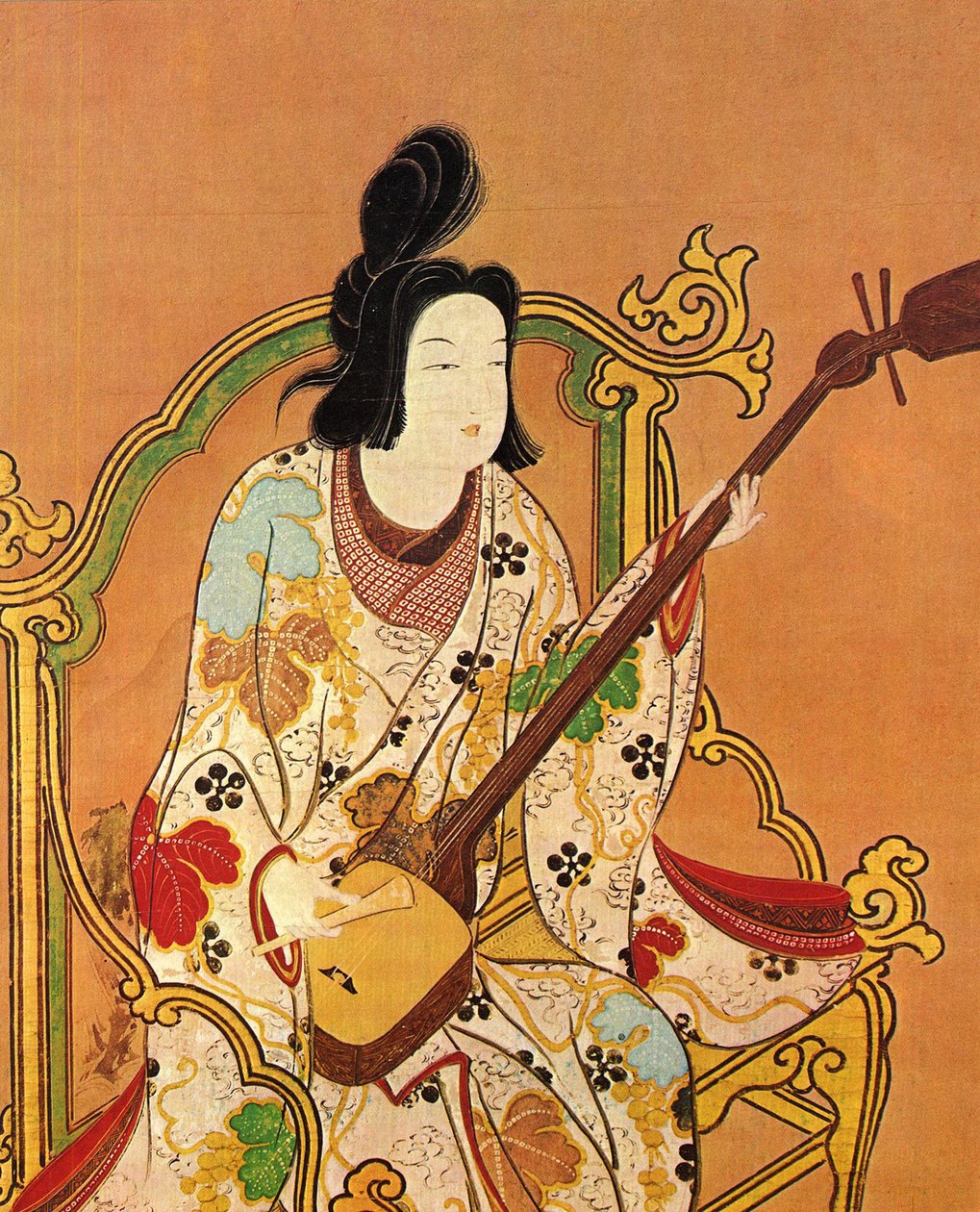 A Girl Playing a Shamisen, andra hälften av 1600-talet. av Unbekannt