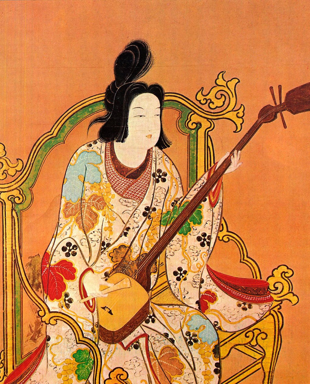 A Girl Playing a Shamisen, andra hälften av 1600-talet. av Unbekannt