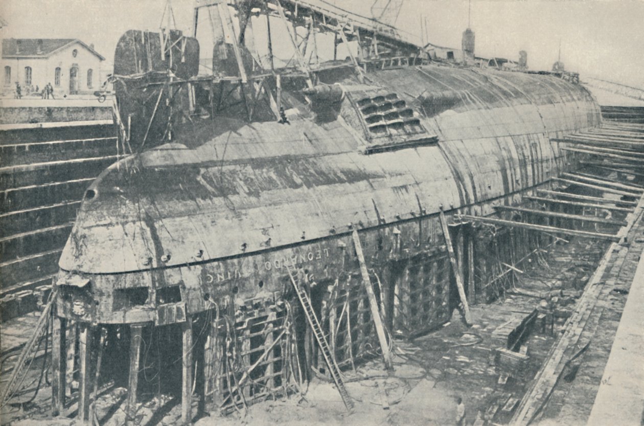 En stor bedrift delvis genomförd. Leonardo da Vinci vilar i torrdocka, 1936 av Unbekannt