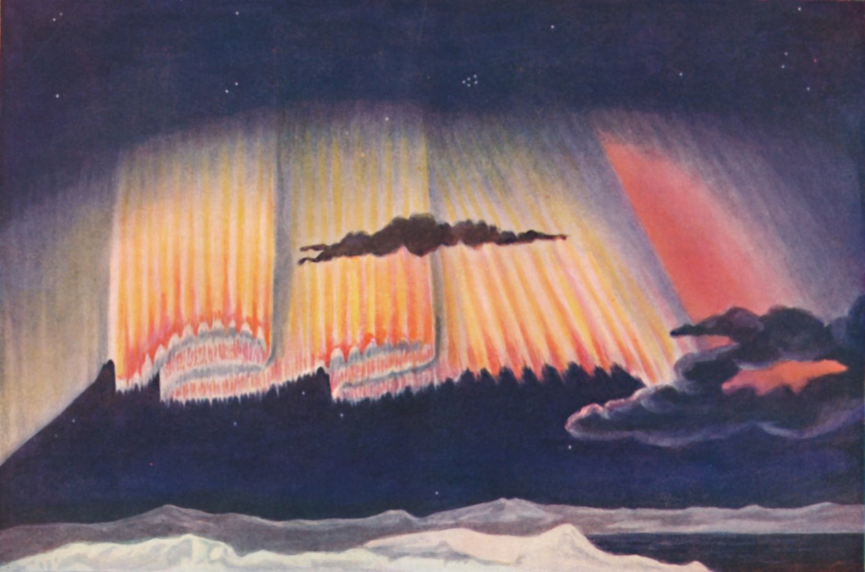 En stor vetenskapsmans presentation av den underbara gardinen vävd av An Aurora, c1935 av Unbekannt