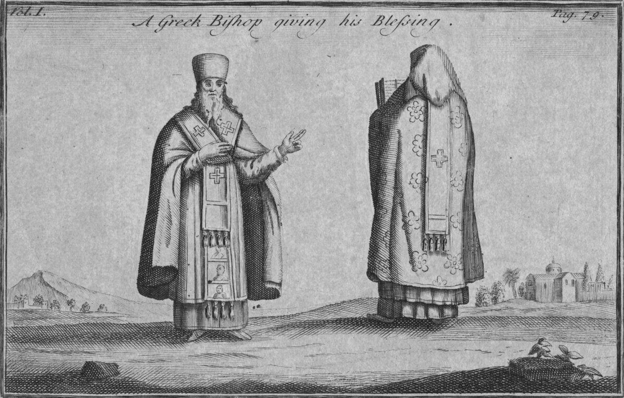 En grekisk biskop som ger sin välsignelse, c1761 av Unbekannt