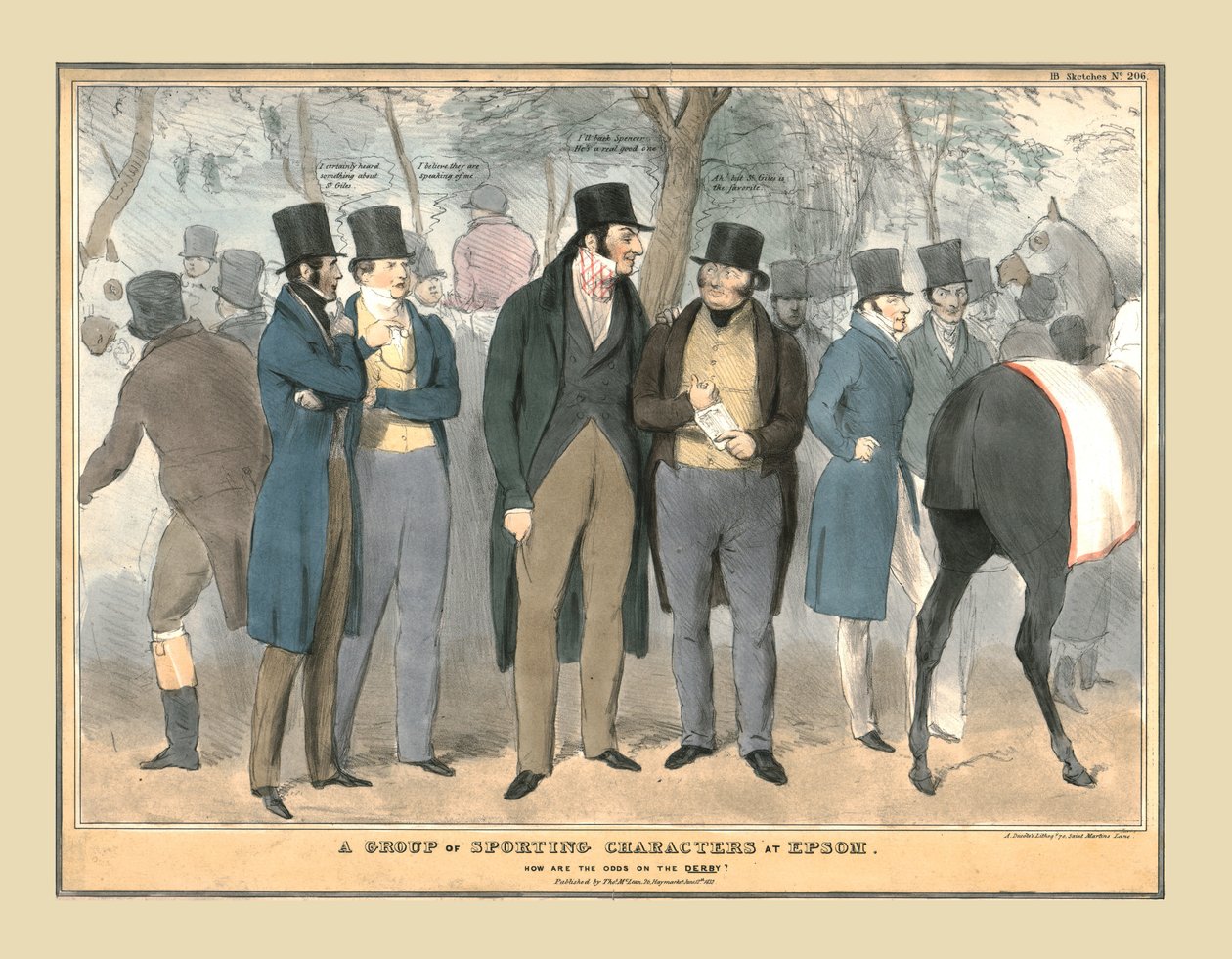 En grupp sportkaraktärer i Epsom, c1832. av Unbekannt