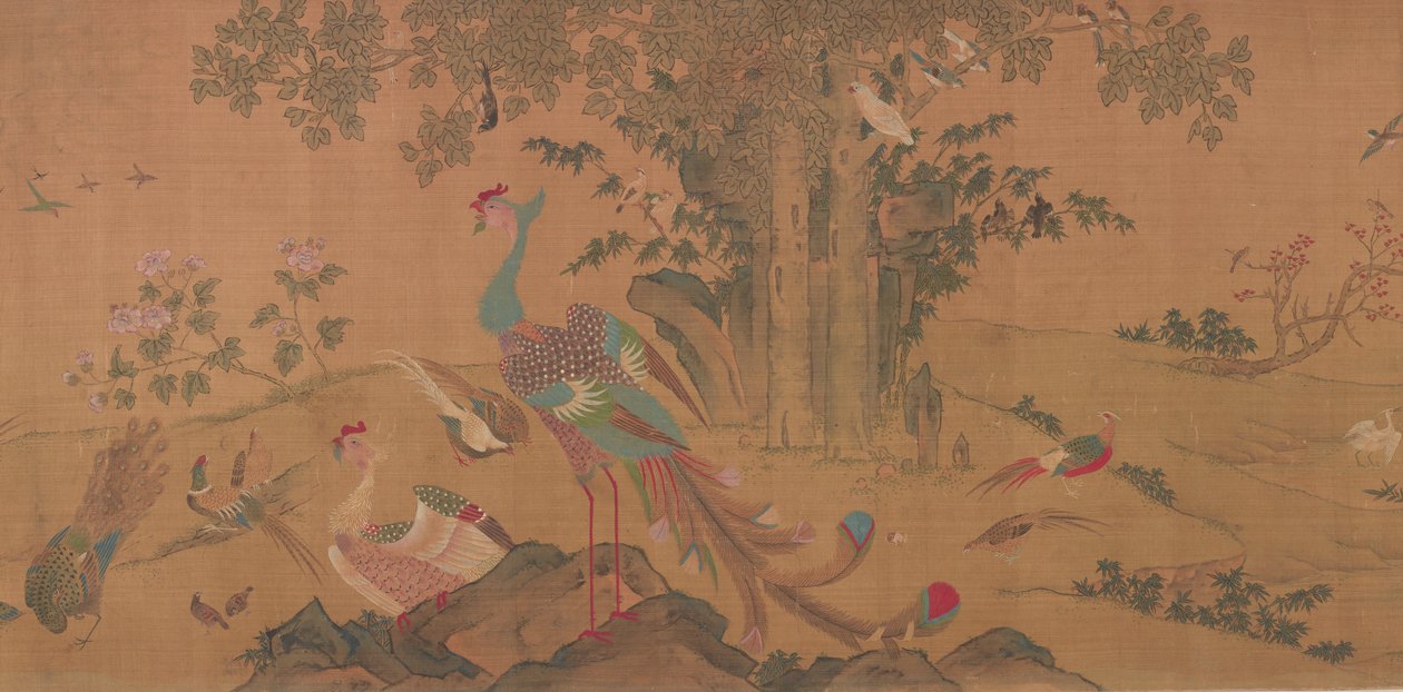 Hundra fåglar dyrkar Fenixarna, Qingdynastin, 1700-talet. av Unbekannt