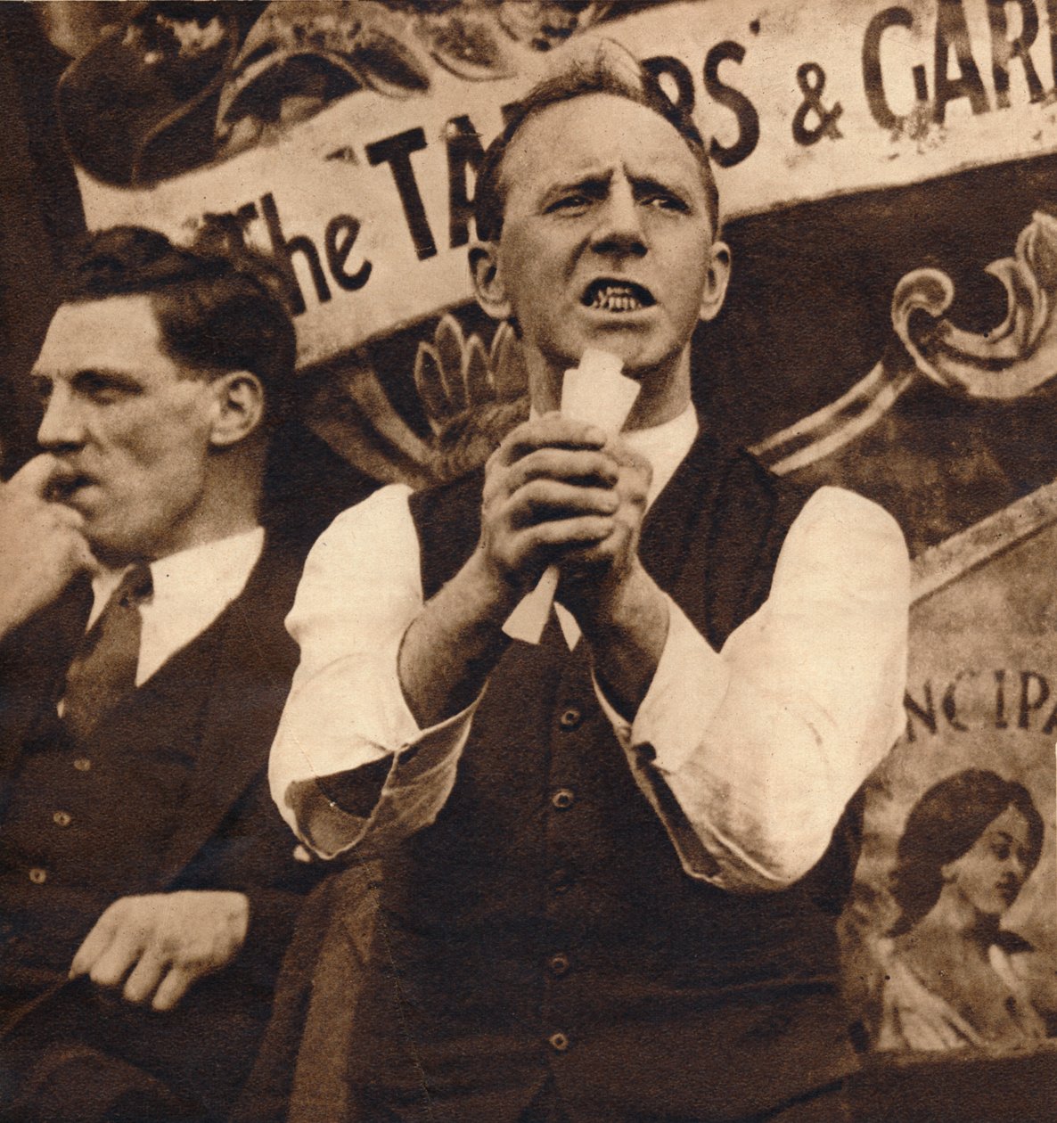 A. J. Cook ledde gruvarbetarna och gruvarbetarna ledde strejken, c1926, 1938 av Unbekannt