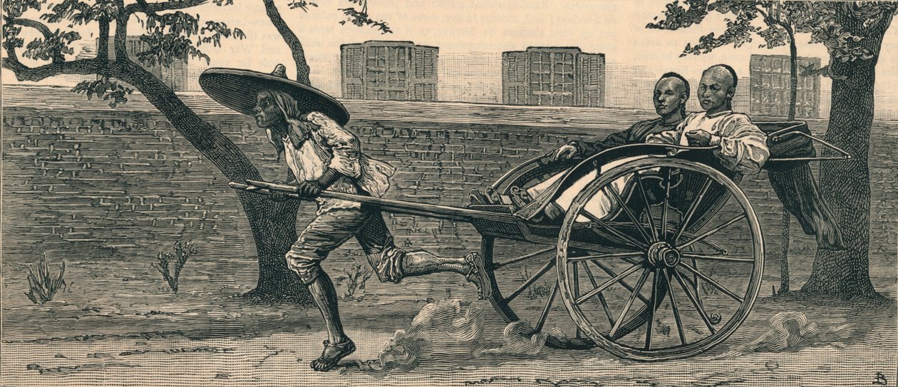 En Jinriksha, eller kinesisk handvagn, c1883. av Unbekannt