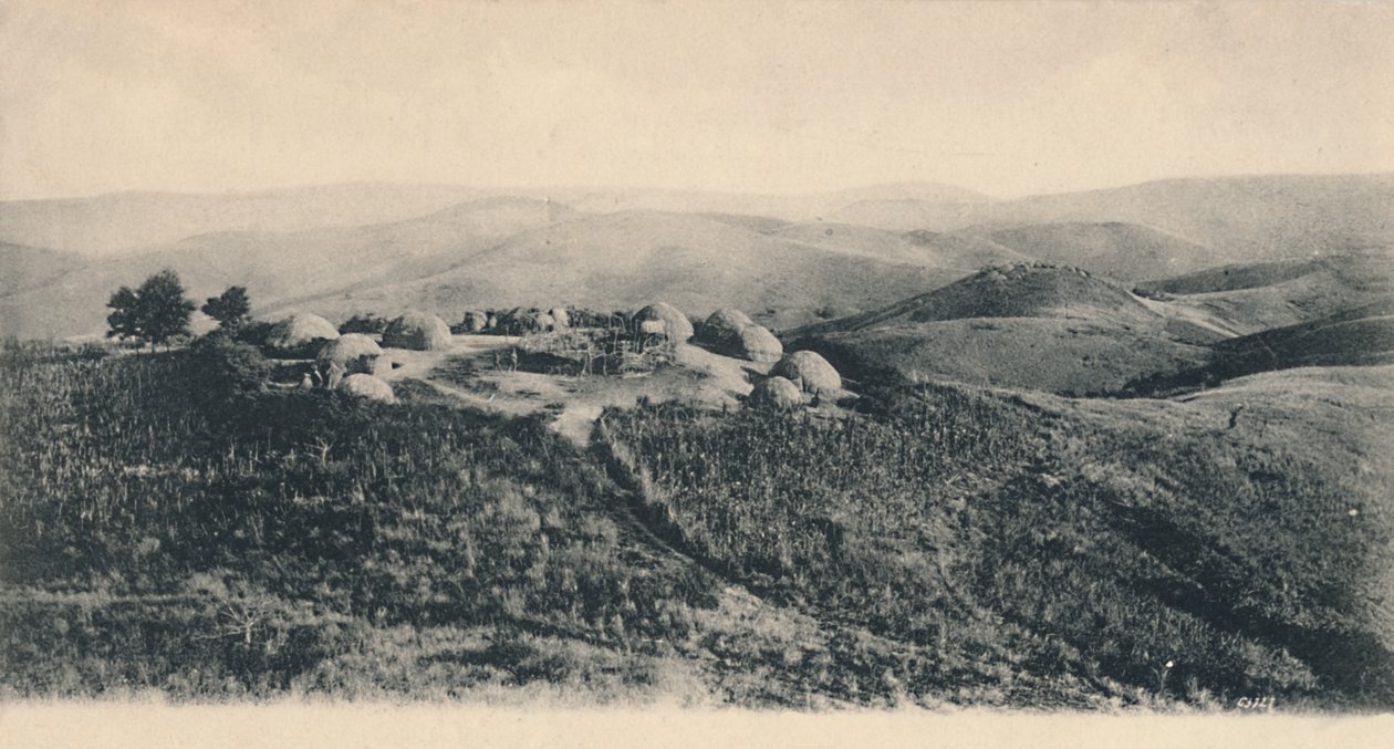 A Kafir Kraal - Zululand, tidigt 1900-tal. av Unbekannt