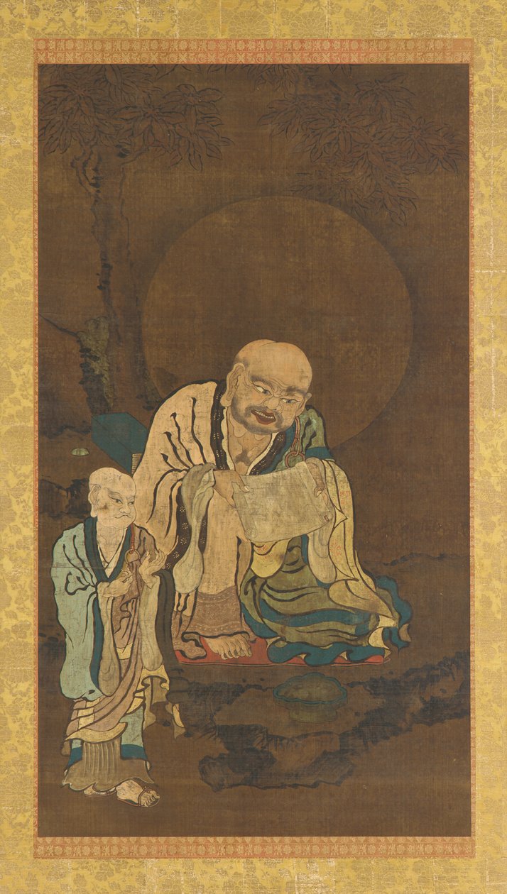 En Luohan och en åtföljare, Mingdynastin, 1368-1644. av Unbekannt