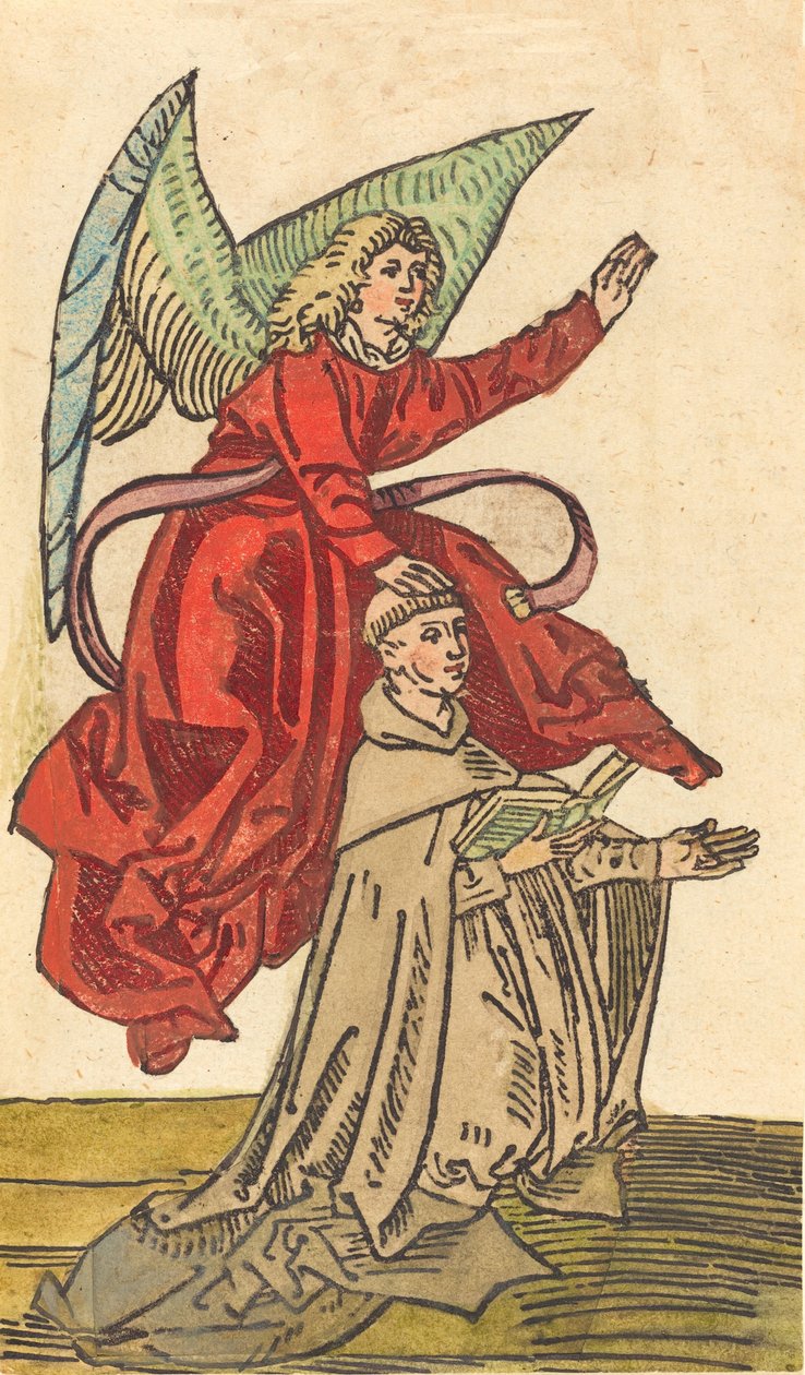 En munk med en ängel, 14801490. av Unbekannt