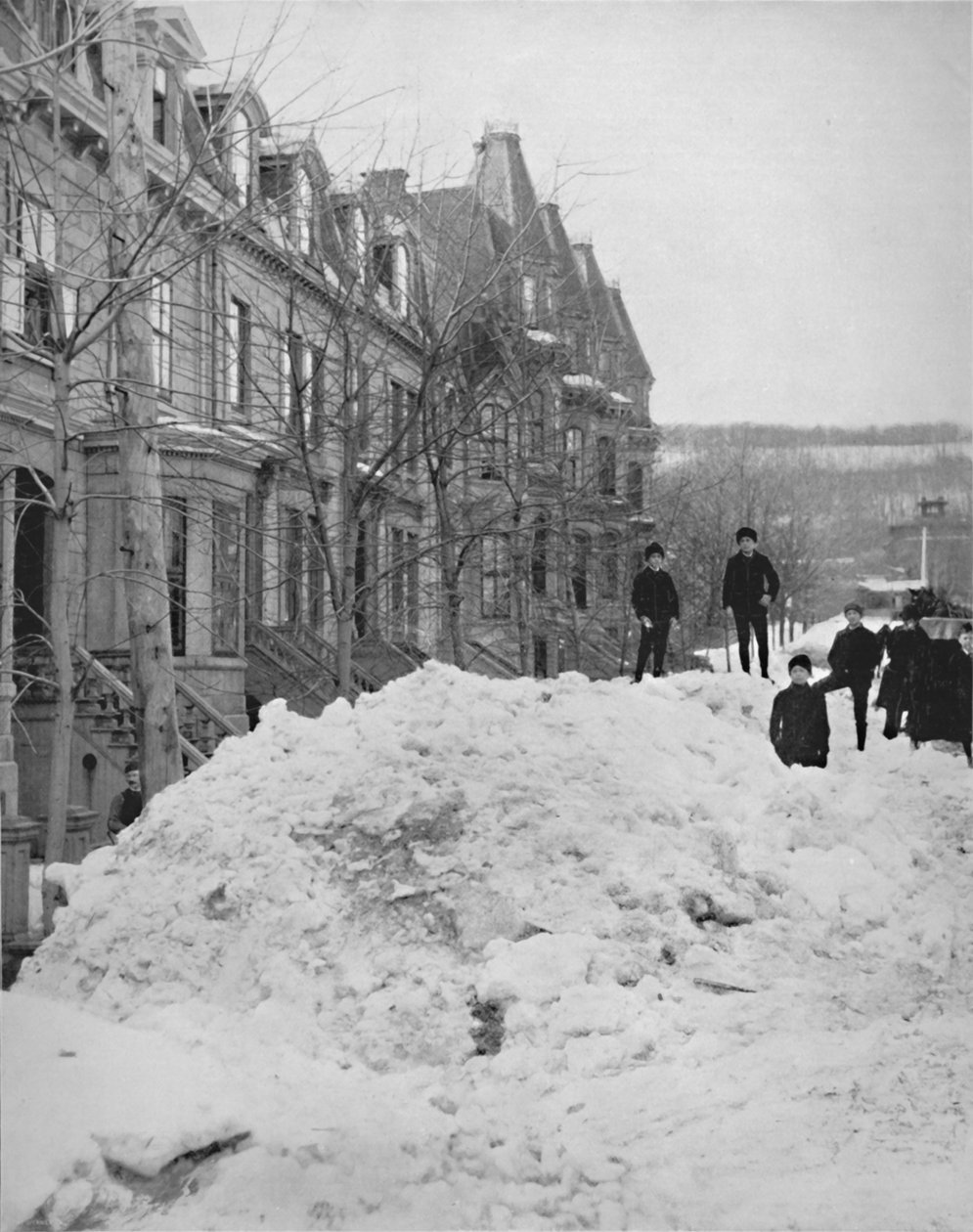 En gata i Montreal på vintern, 1800-talet av Unbekannt