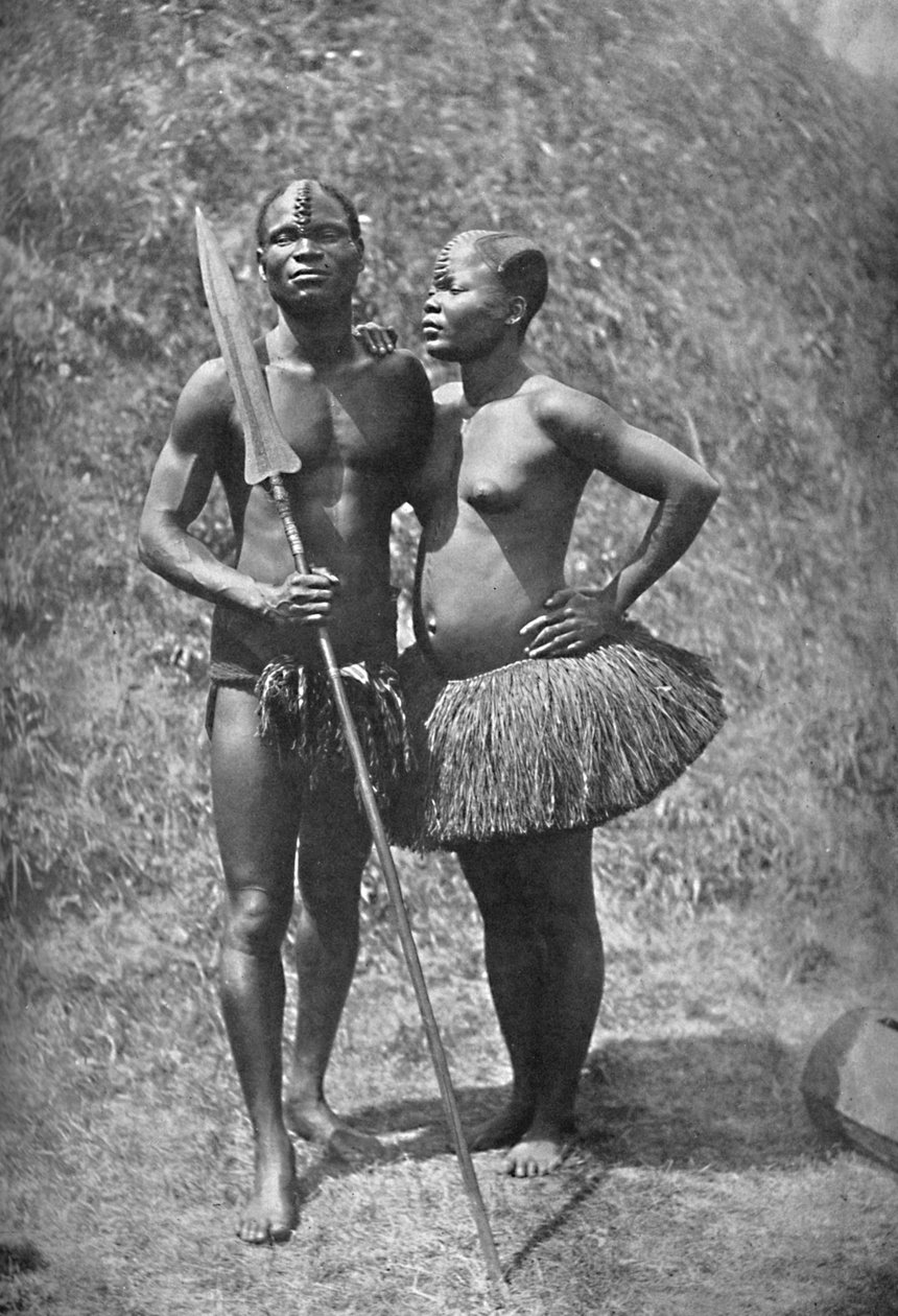 En Mulolo Kongo-krigare och hans fru från de centrala Kongoregionerna, 1902 av Unbekannt