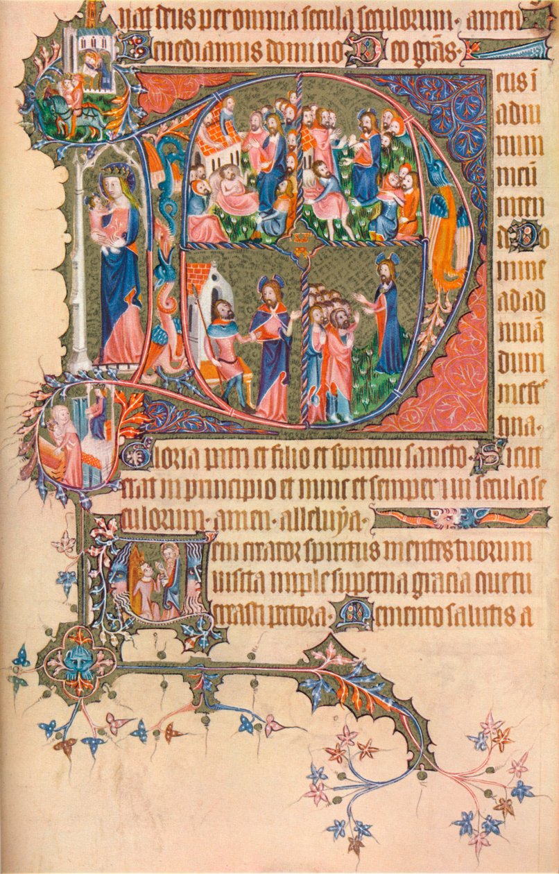 En sida från Egerton Bohun Psalter-Hours, 1370, 1937 av Unbekannt