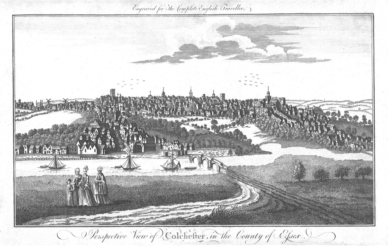 En perspektivvy av Colchester, i grevskapet Essex., c1742 av Unbekannt