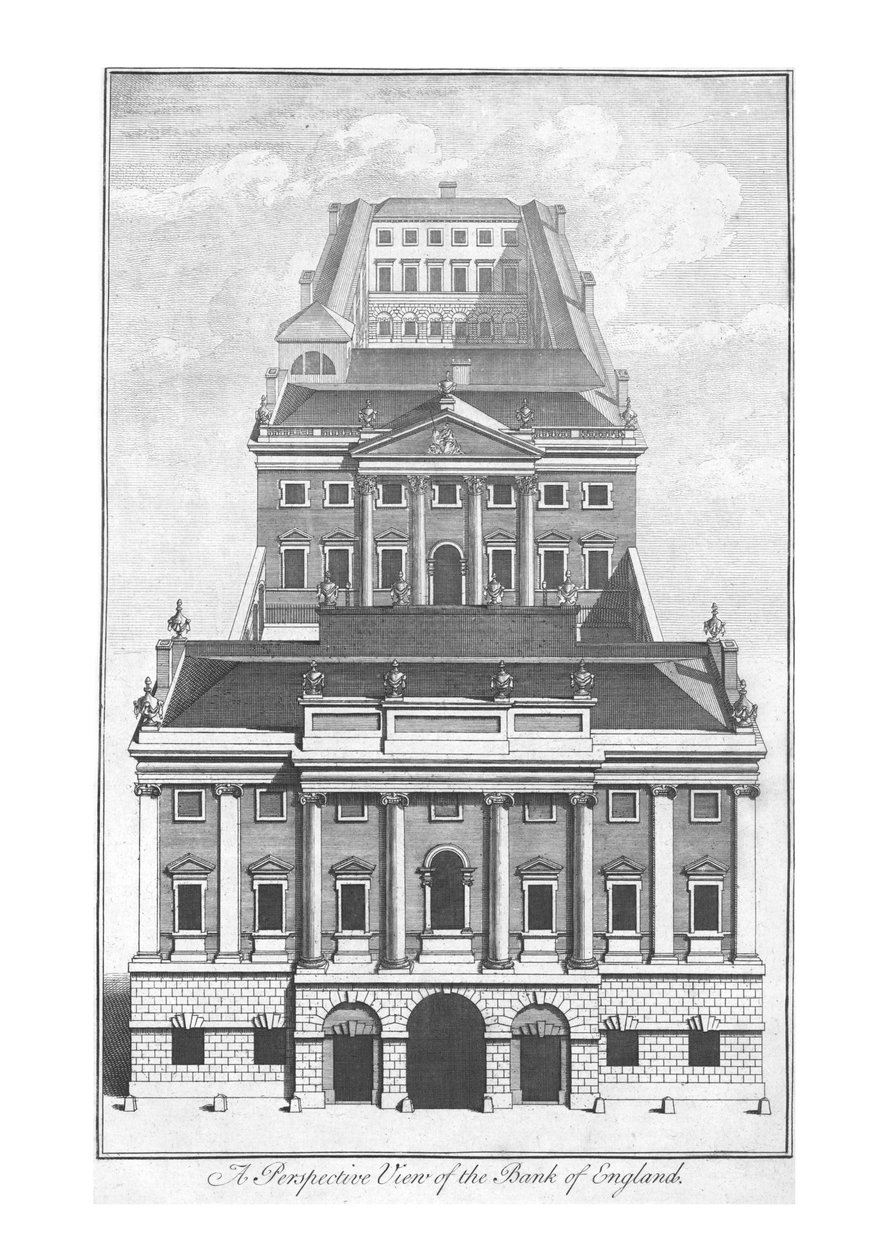 En perspektivvy av Bank of England., c1775 av Unbekannt