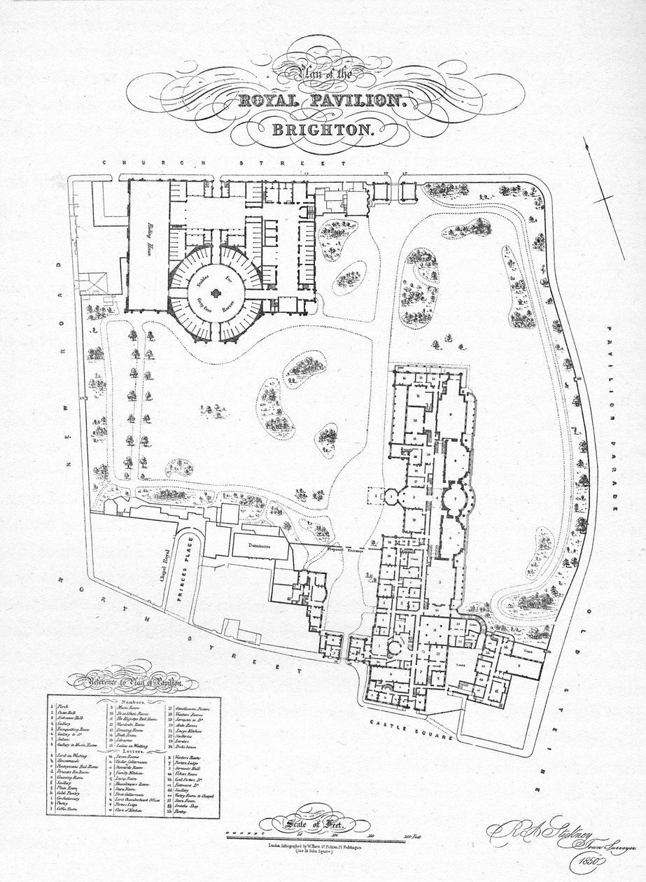 En plan över paviljongen som den var när den köptes av stadsmyndigheten, 1850, 1939 av Unbekannt
