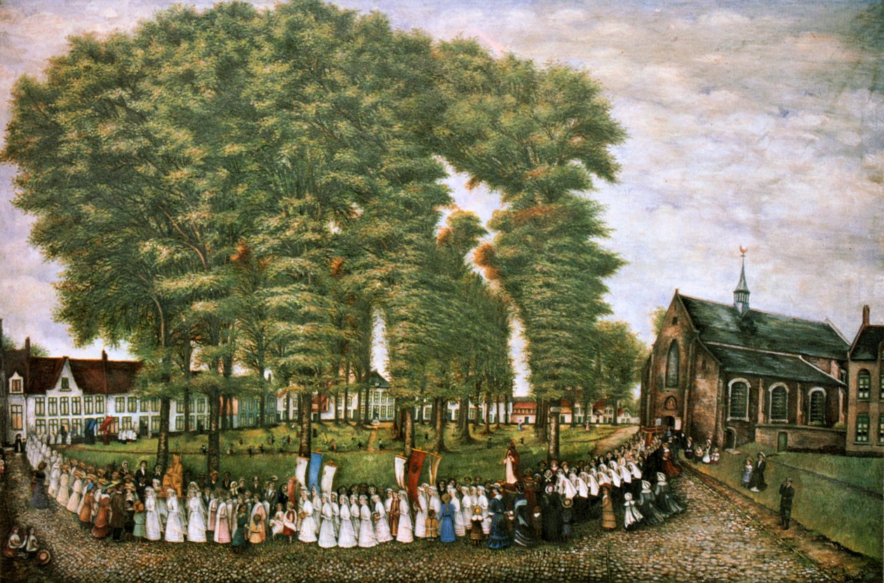 En procession i Brygge i slutet av 1800-talet, 1800-talet av Unbekannt
