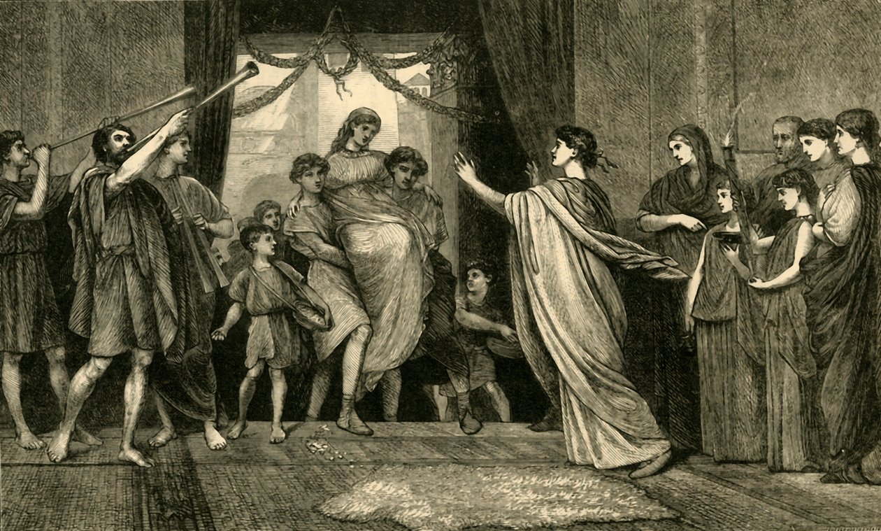Ett romerskt bröllop. - Brudarnas hemkomst, 1881. av Unbekannt