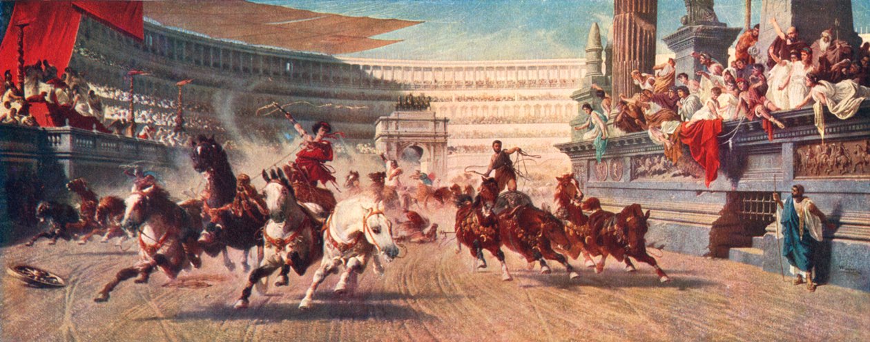 En romersk vagnkapplöpning, Circus Maximus, 1900-talet av Unbekannt