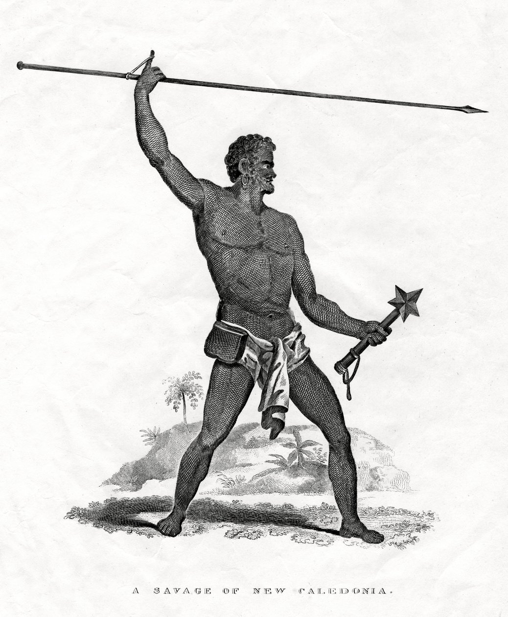 A Savage of New Caledonia, sydvästra Stilla havet, 1800-talet av Unbekannt