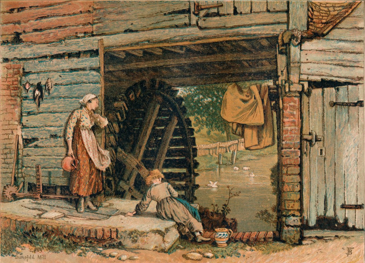 En Surrey Water-Mill, mitten av slutet av 1800-talet. av Unbekannt