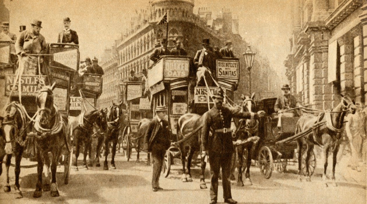 A Traffic Block in 1900 - En scen utanför Mansion House, 1933. av Unbekannt