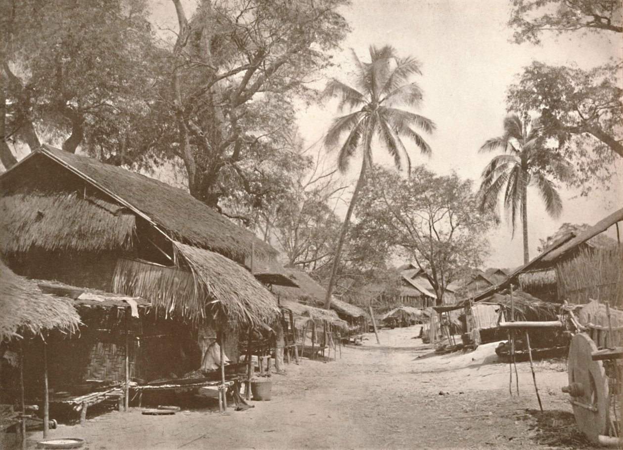 En typisk burmesisk byscen, 1900. av Unbekannt