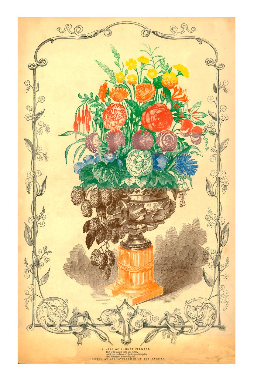 En vas med sommarblommor, 1849. av Unbekannt