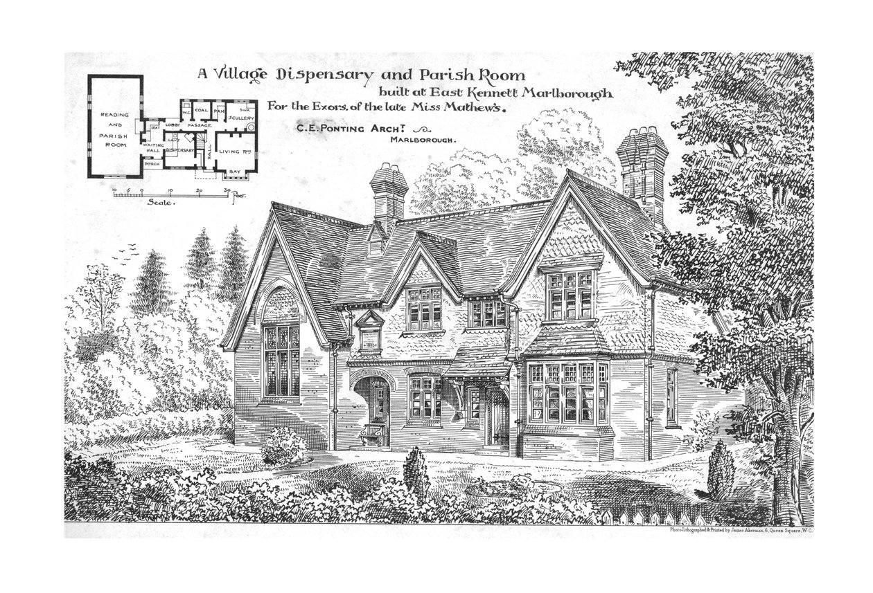 Ett Village Dispensary and Parish Room byggt i East Kennett, Marlborough, 1884. av Unbekannt