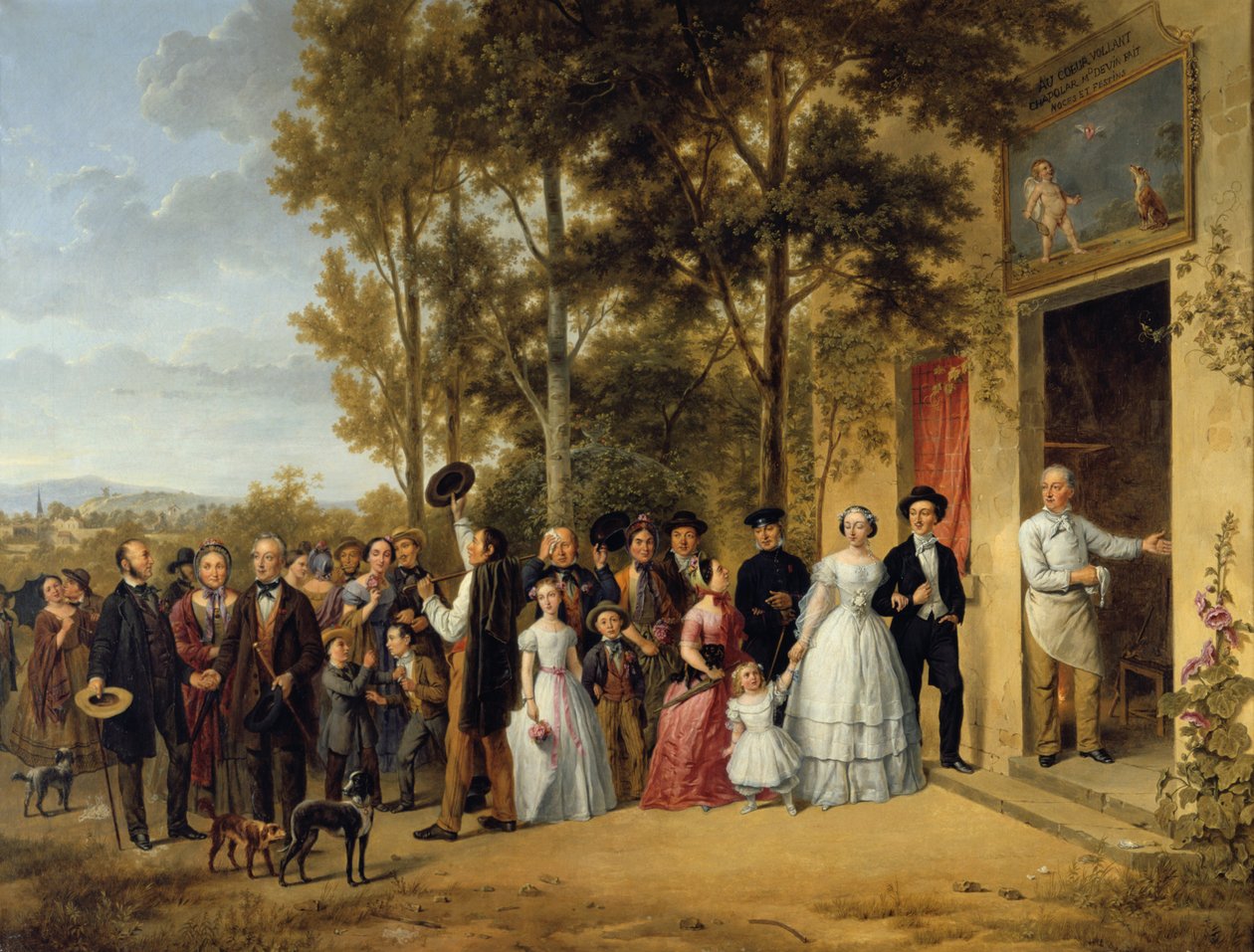 Ett bröllop i Coeur Volant-kapellet i Marly omkring 1850 1800-talet av Unbekannt