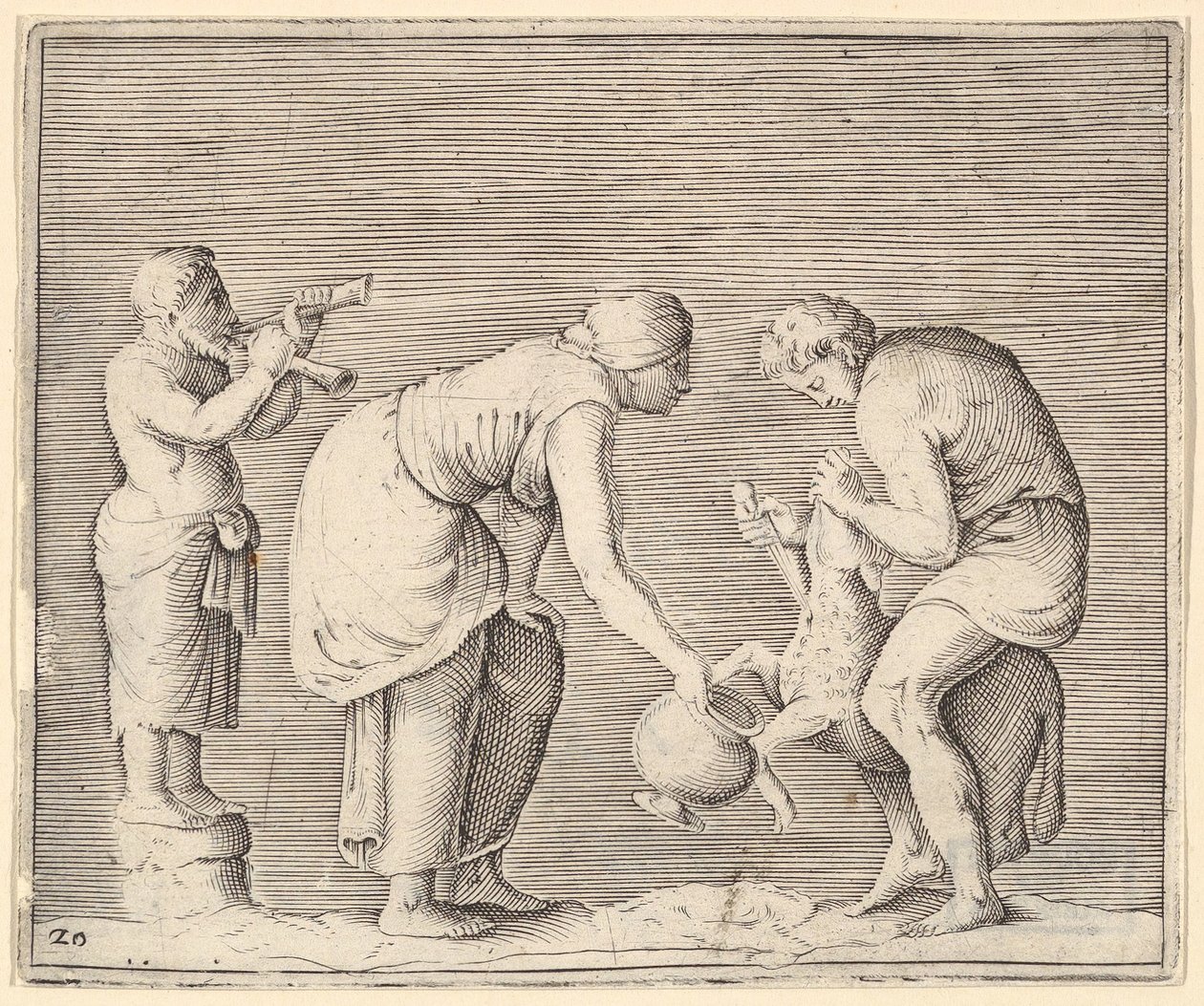 A Woman Collecting Blood from a Sheep, publicerad ca. 1599-1622. av Unbekannt