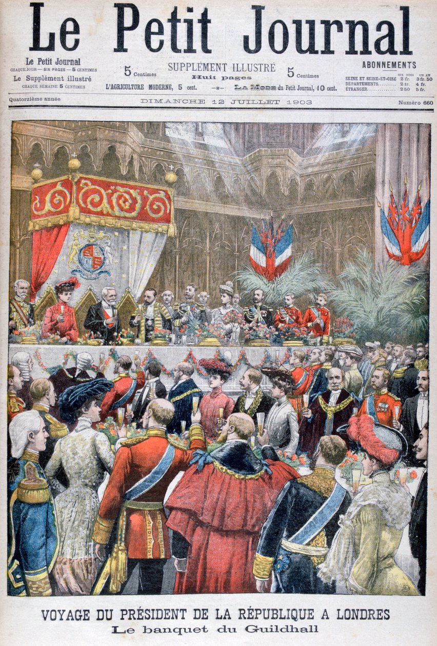 En bankett för den besökande franske presidenten, Guildhall, London, 1903 av Unbekannt