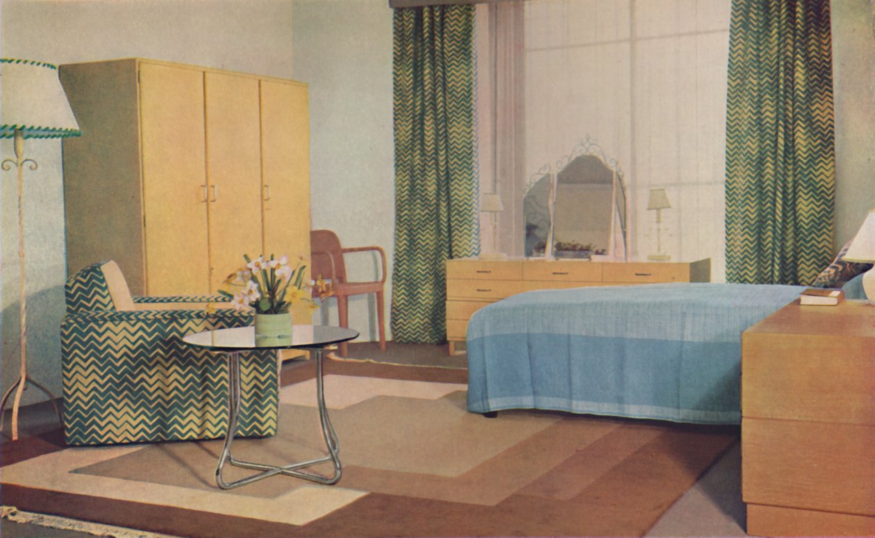 Ett sovrum designat av Miss P. E. Humphries, 1936 av Unbekannt