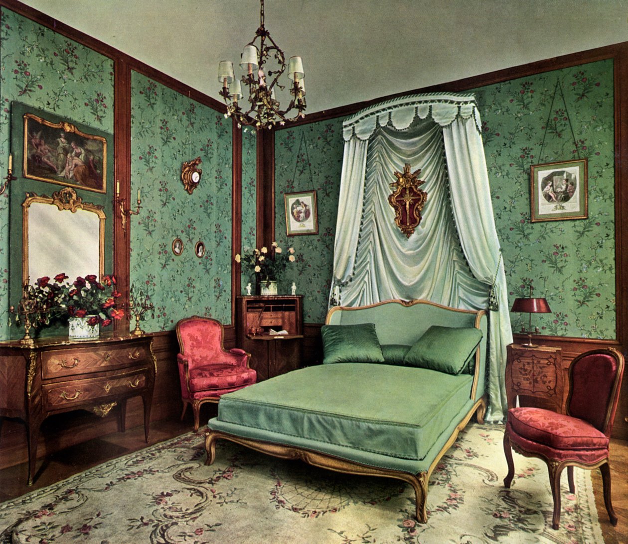 Ett sovrum från Ludvig XV-rummets regeringstid, Hotel des Saints Pères, Paris, 1938 av Unbekannt